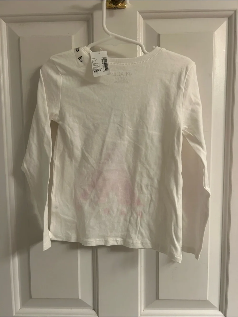 NWT-The Children's Place White Long-Sleeve Tee with Pink-to-Blue Eiffel Tower